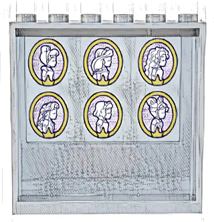 Panel 1 x 6 x 5 with 6 Gold Oval Disney Princess Profile Portraits of Cinderella, Jasmine, Merida, Rapunzel, Snow White, and Tiana Pattern (Sticker) - Set 43205