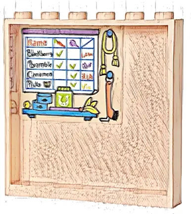 Panel 1 x 6 x 5 with Board with Animal Care Checklist with Names, Equipment, Food and Toys Pattern (Sticker) - Set 42654
