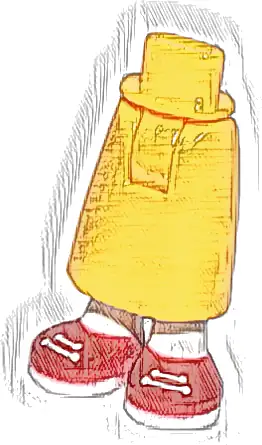 Mini Doll Hips and Skirt Long with Molded White Legs and Printed Red Shoes with Laces and Soles Pattern - Thick Hinge