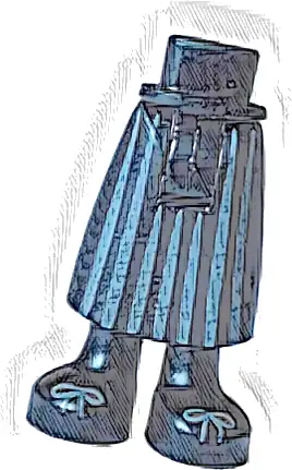 Mini Doll Hips and Skirt Long with Molded Black Legs and Printed Dark Bluish Gray Laces and Stripes Pattern - Thick Hinge