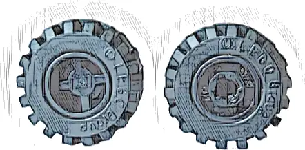 Wheel 11mm D. x 12mm, Hole Notched for Wheels Holder Pin with Black Tire 21mm D. x 12mm - Offset Tread Small Wide, Band Around Center of Tread (6014b / 87697)