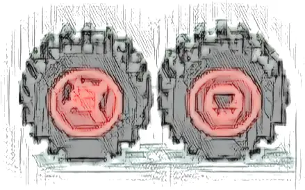 Wheel 11mm D. x 12mm, Hole Notched for Wheels Holder Pin with Black Tire 21mm D. x 12mm - Offset Tread Small Wide, Band Around Center of Tread (6014b / 87697)
