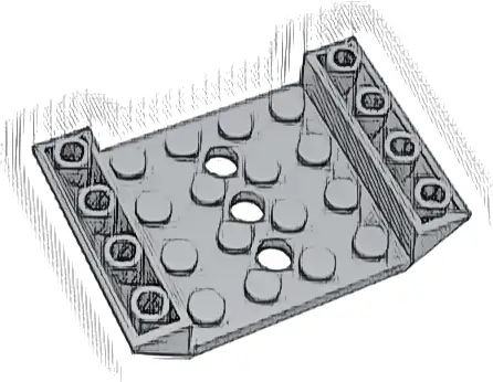 Slope, Inverted 45 6 x 4 Double with 4 x 4 Cutout and 3 Holes