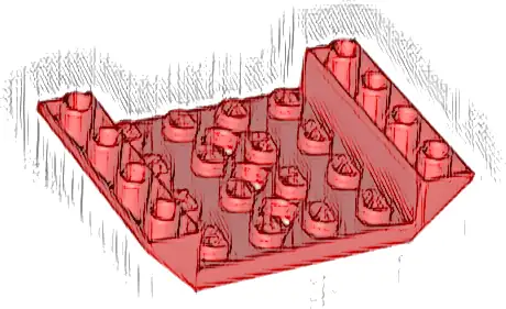 Slope, Inverted 45 6 x 4 Double with 4 x 4 Cutout and 3 Holes