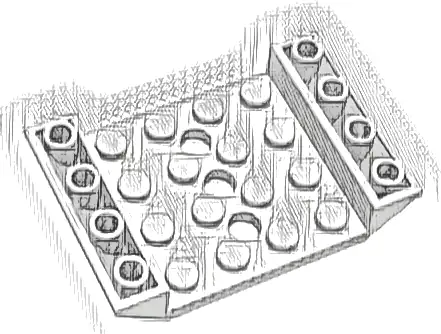 Slope, Inverted 45 6 x 4 Double with 4 x 4 Cutout and 3 Holes