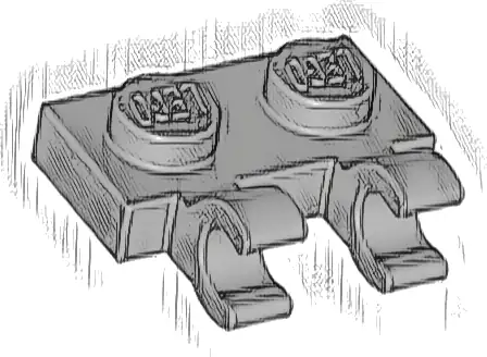 Plate, Modified 1 x 2 with 2 Open O Clips (Horizontal Grip)