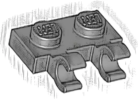 Plate, Modified 1 x 2 with 2 Open O Clips (Horizontal Grip)