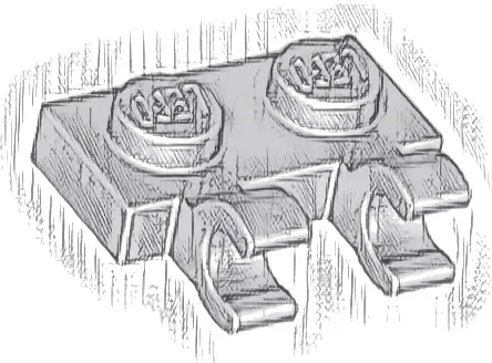 Plate, Modified 1 x 2 with 2 Open O Clips (Horizontal Grip)