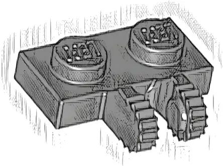 Hinge Plate 1 x 2 Locking with 2 Fingers on Side