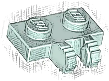 Hinge Plate 1 x 2 Locking with 2 Fingers on Side