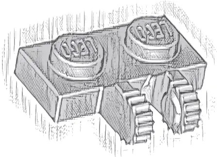 Hinge Plate 1 x 2 Locking with 2 Fingers on Side