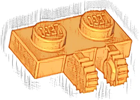 Hinge Plate 1 x 2 Locking with 2 Fingers on Side