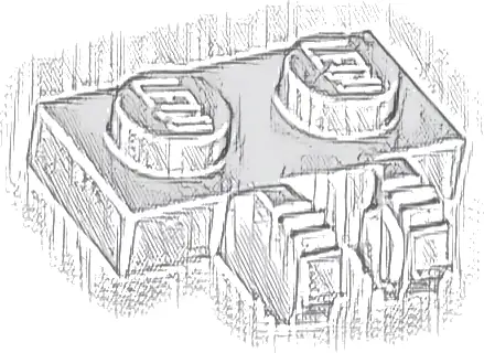 Hinge Plate 1 x 2 Locking with 2 Fingers on Side