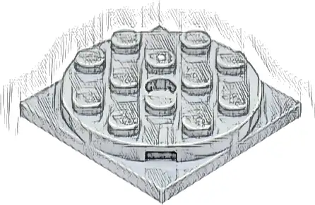 Turntable 4 x 4 x 2/3 with Light Bluish Gray Square Base, Free-Spinning (60474 / 61485)