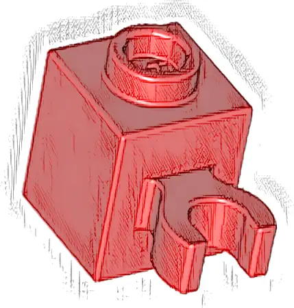 Brick, Modified 1 x 1 with Open O Clip (Vertical Grip) - Hollow Stud