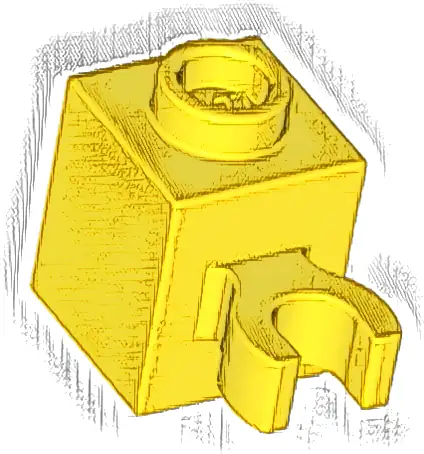 Brick, Modified 1 x 1 with Open O Clip (Vertical Grip) - Hollow Stud