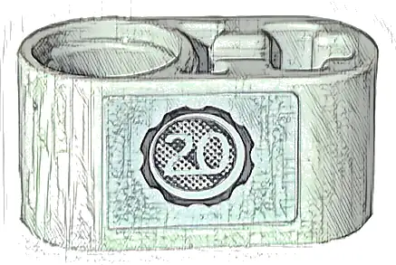 Technic, Liftarm Thick 1 x 2 - Axle Hole with Black Cog with Number 20 Pattern Model Left Side (Sticker) - Set 42132