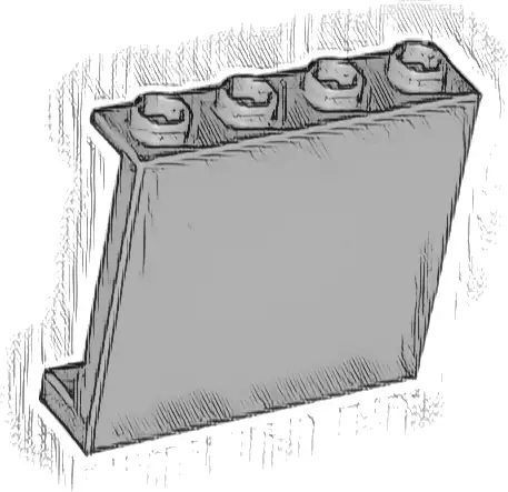 Panel 1 x 4 x 3 with Side Supports - Hollow Studs