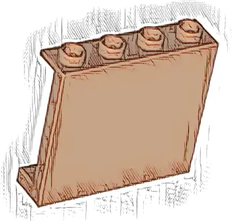 Panel 1 x 4 x 3 with Side Supports - Hollow Studs