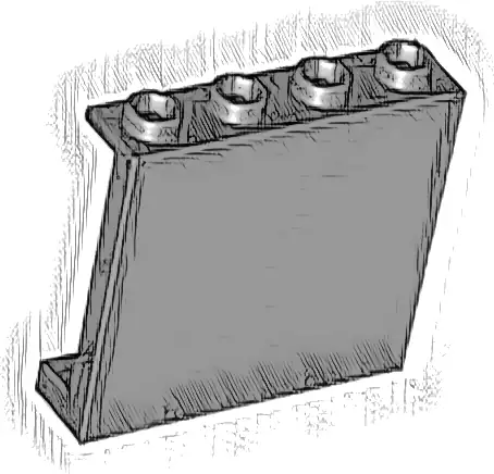 Panel 1 x 4 x 3 with Side Supports - Hollow Studs