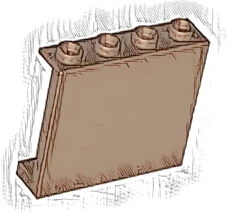 Panel 1 x 4 x 3 with Side Supports - Hollow Studs