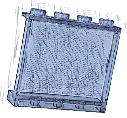 Panel 1 x 4 x 3 with Side Supports - Hollow Studs