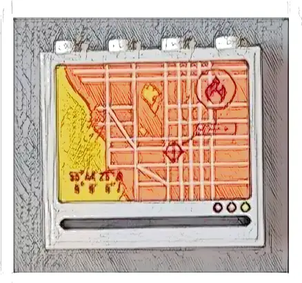 Panel 1 x 4 x 3 with Side Supports - Hollow Studs with Street Map Screen and Fire Location Pattern (Sticker) - Set 60004