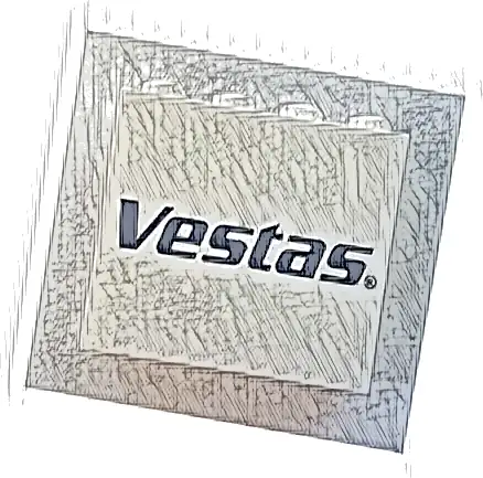 Panel 1 x 4 x 3 with Side Supports - Hollow Studs with 'Vestas' Logo Pattern