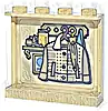 Część LEGO® 60581pb290 Panel 1 x 4 x 3 z bocznymi wspornikami - puste wypustki z piaskowym wieszakiem na płaszcz, kraciastą kurtką, oliwkowo-zielonym parasolem, złotą półką ze słoikiem i nabierakiem do miodu, wzór (naklejka) - zestaw 10351
