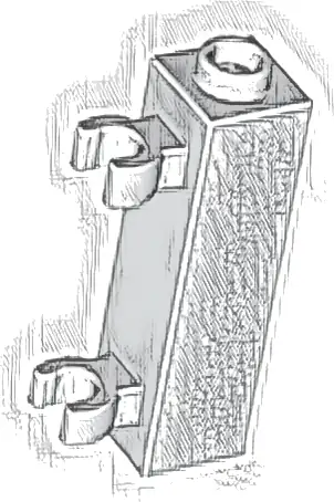 Brick, Modified 1 x 1 x 3 with 2 Clips (Vertical Grip) - Hollow Stud