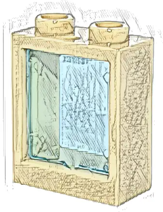 Window 1 x 2 x 2 Flat Front with Trans-Light Blue Glass (60592 / 60601)