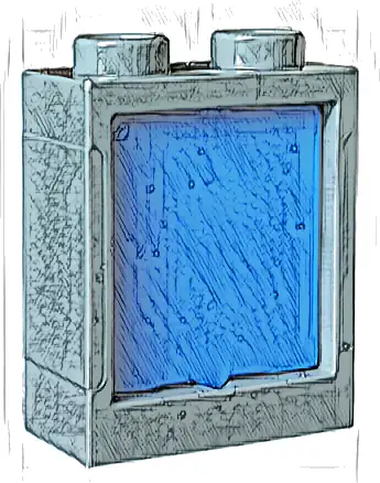 Window 1 x 2 x 2 Flat Front with Blue Glass (60592 / 60601)