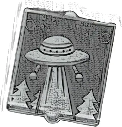 Glass for Window 1 x 2 x 2 Flat Front with Retro UFO with Beam and Trees on Black Background Pattern