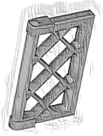 Pane for Window 1 x 2 x 3 Lattice with Thick Corner Tabs