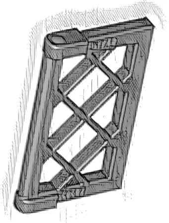 Pane for Window 1 x 2 x 3 Lattice with Thick Corner Tabs