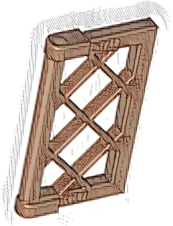 Pane for Window 1 x 2 x 3 Lattice with Thick Corner Tabs