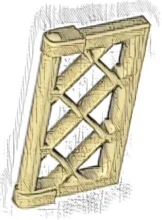 Pane for Window 1 x 2 x 3 Lattice with Thick Corner Tabs