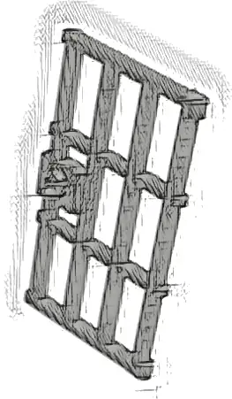 Door 1 x 4 x 6 Barred with Stud Handle