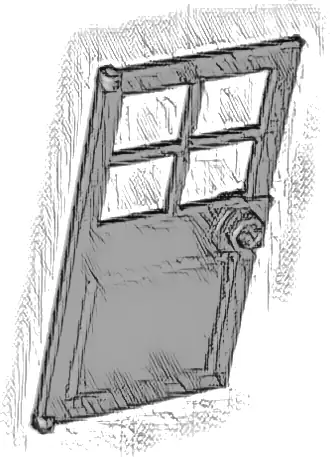 Door 1 x 4 x 6 with 4 Panes and Stud Handle