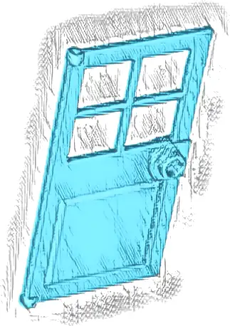 Door 1 x 4 x 6 with 4 Panes and Stud Handle