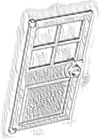 Door 1 x 4 x 6 with 4 Panes and Stud Handle