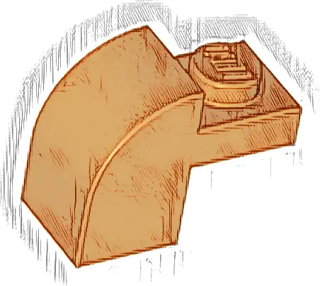 Slope, Curved 2 x 1 x 1 1/3 with Recessed Stud