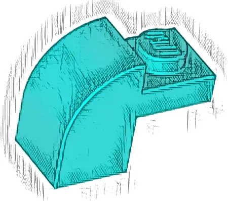 Slope, Curved 2 x 1 x 1 1/3 with Recessed Stud