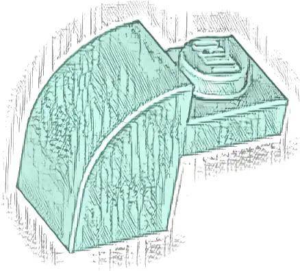Slope, Curved 2 x 1 x 1 1/3 with Recessed Stud