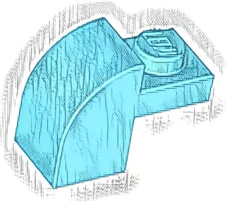 Slope, Curved 2 x 1 x 1 1/3 with Recessed Stud