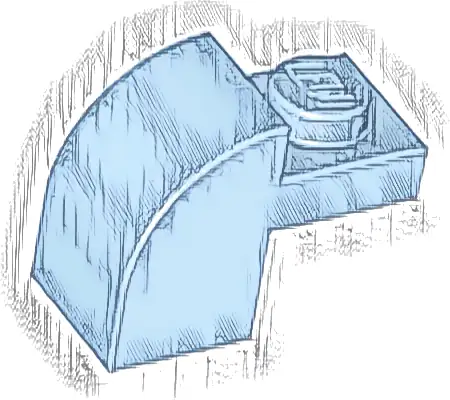 Slope, Curved 2 x 1 x 1 1/3 with Recessed Stud