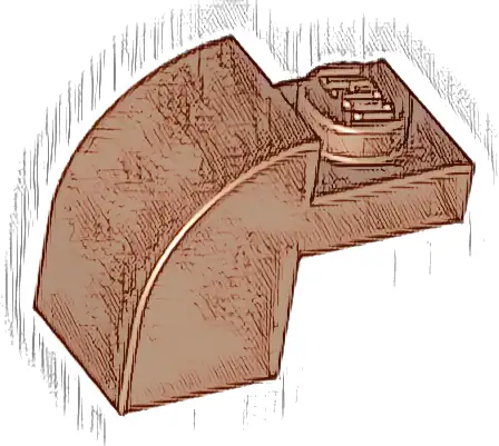 Slope, Curved 2 x 1 x 1 1/3 with Recessed Stud