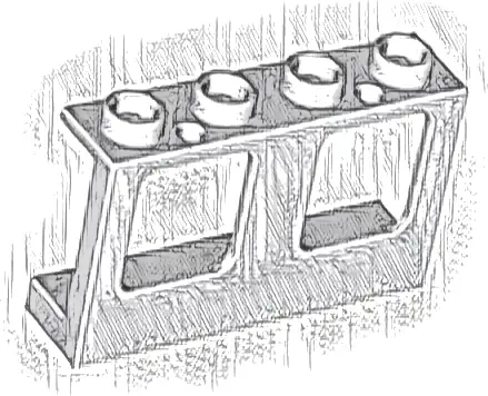 Window 1 x 4 x 2 Plane, Single Top Hole and Single Bottom Hole for Glass