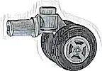 Technic Pin with Dual Wheels Holder with Light Bluish Gray Wheels with Slot and Black Tires (61483 / 34337 / 59895)