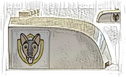 Windscreen 5 x 6 x 2 Curved Top Canopy with Dog Head and Gold Police Star Badge Logo Pattern on Both Sides (Stickers) - Set 60369